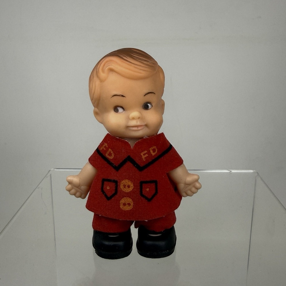 VTG 1960's Uneeda HeeWee PeeWee Fireman Doll‎ Uniform Shoes